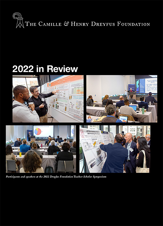 Cover of Dreyfus Foundation Year in Review, featuring pictures of the Teacher-Scholar Symposium